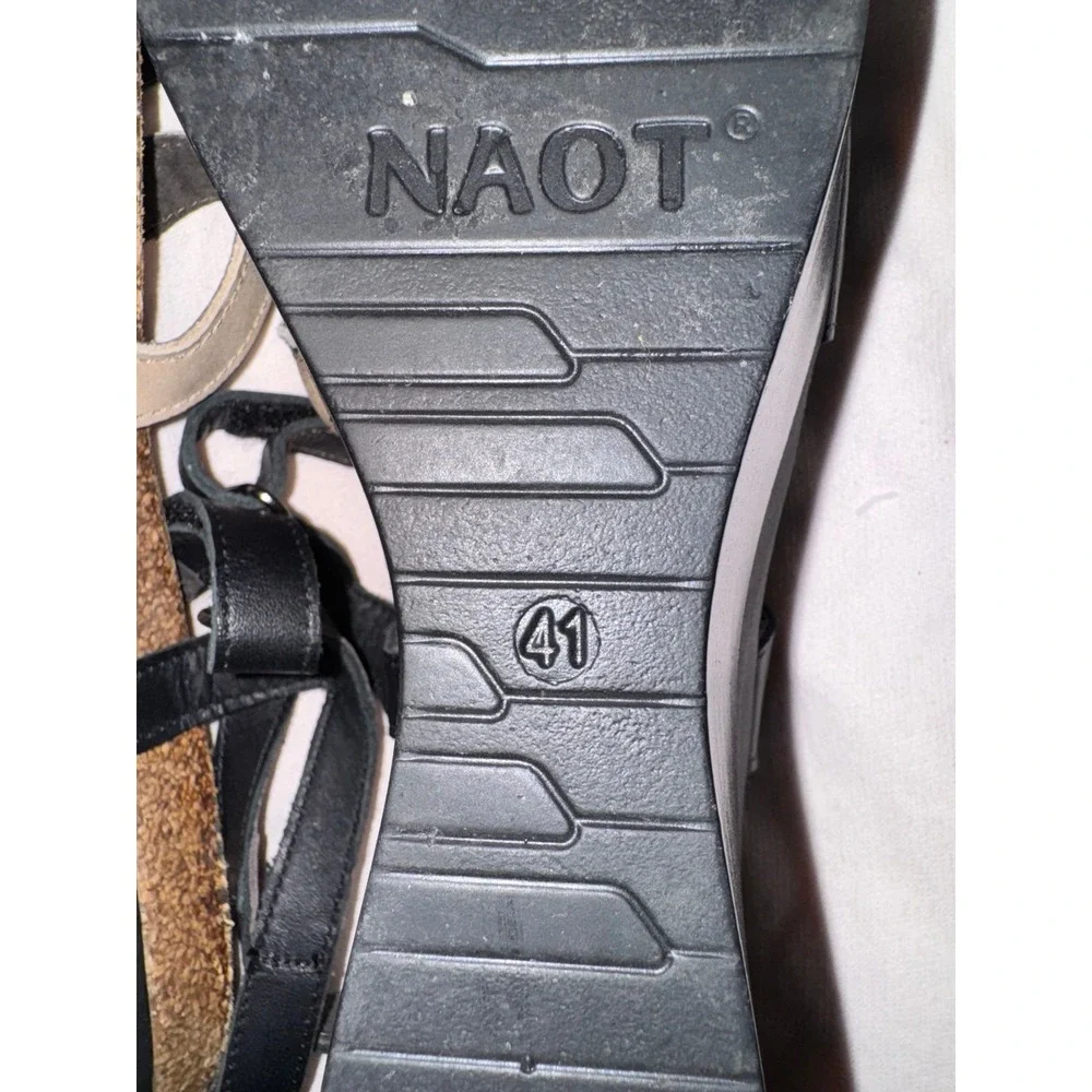 Naot Canaan black and cream wedge sandals size Euro 41 - US 10‎